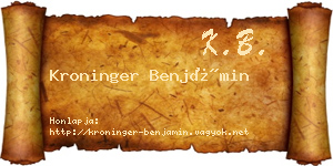 Kroninger Benjámin névjegykártya